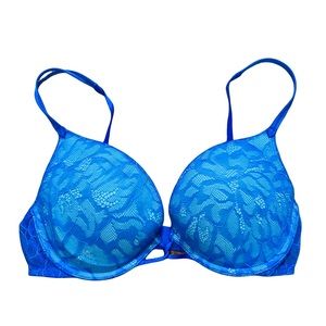Victoria's Secret Blue Aqua Lace Push Up Bra 34C /3003